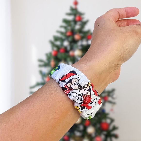 Handmade by Rae Accessories - Disney Mickey Minnie Mouse Christmas Scrunchies Watch Band for Fitbit Charge 5